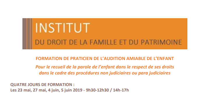 Participez aux session de formations organisées par l'IDFP : l'audition amiable de l'enfant 